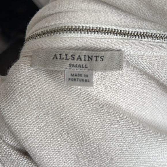 ALL SAINTS Dahlia Cream Open Front Asymmetrical Zip Collar Sweatshirt S - Picture 6 of 7